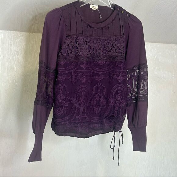 Anthropologie Tiny Lace Mixed Media Blouse - Picture 6 of 14